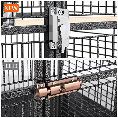Yaheetech 61" Playtop Parrot Bird Cage with Rolling Stand, Wrought Iron Parrot Cage for Cockatiels Quaker Conure Parakeet Lovebird Finch Canary, Black - color: Black