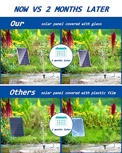 Biling 6.5W Solar Water Pump 5 Spray Patterns for Bird Bath Small Pond | Solar Fountain with Longevity Solar Panel, Dry-Run Protection, 5ft Tubing for Outdoor Garden Pond, Pool - size: 6.5W
