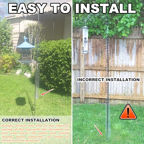 3 Pcs Outdoor Squirrel Baffle - Metal Spring Device, Anti Squirrel Barrier - Spring Coil Guard, Bird Feeder Accessories for Bird Feeder Poles Protect Seed - color: Silver