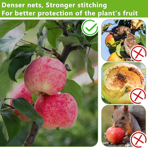 10.8 x 9.8 Ft Black Large Fruit Tree Netting with Zipper and Drawstring, Breathable Mesh Garden Bird Netting Plant Cover, Insect Bird Barrier Net Mesh for Protect Fruits Plants from Squirrel Bugs - color: 1 Pc, size: 10.8 x 9.8 Ft