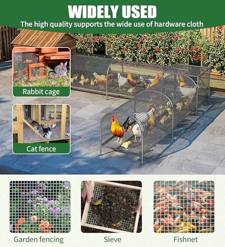 Hardware Cloth 1/4 Inch, 23GA Hot Dip Galvanized Chicken Wire Fencing Mesh | 16in×10ft Wire Mesh Rolls Welded Chicken Wire Fencing for Chicken Coop Barrier, Poultry Netting Cage Wire Fence - color: Silver(16IN*10FT-1/4)
