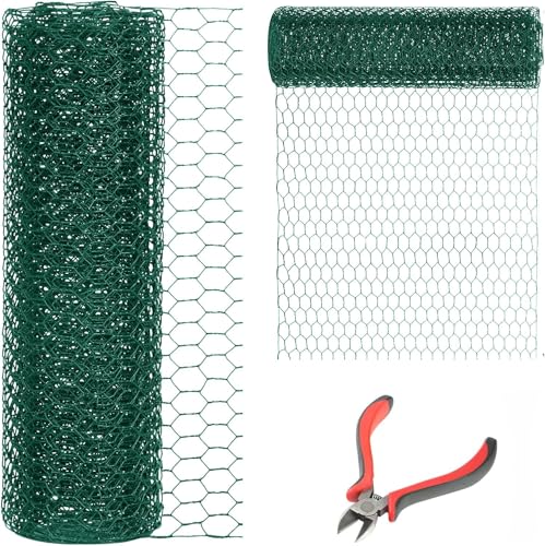 48'' x 50' Green Chicken Wire Fencing, 1 inch Chicken Wire and 19 Gauge Poultry Netting, Garden Mesh Fence Roll for Floral Arrangements/Crafts/Farm/Livestock/Pet Protection - size: Green 48'' x 50'
