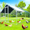 Large Metal Chicken Coop, Chicken Runs for Yard with Cover Walk-in Poultry Cage for 10 20 Chickens, Chicken Pen Duck Coop with Water-Resident Top and Feeding Door, Spire Hen House 12.8Lx9.84Wx6.6H FT - size: 153.6"L x 118.0"W x 79.2"H