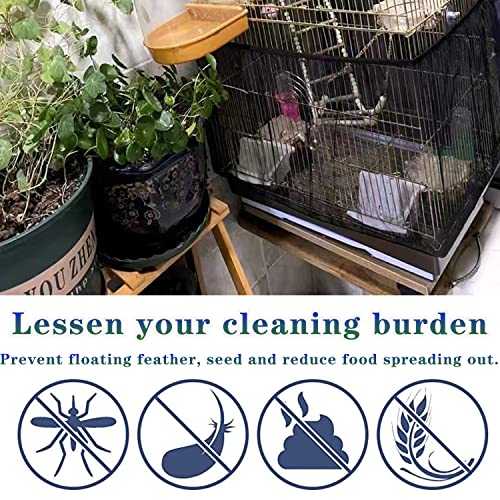 Bird Cage Seed Catcher, Large Bird Cage Skirt Guard, Adjustable Soft Nylon Mesh Bird Cage Netting for Round Square Bird Cages Circumference 60-86Inch