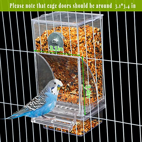 Rypet 2 Pack No-Mess Automatic Bird Feeder, Parakeet Cage Accessories | 16 oz Seed Capacity, Transparent Acrylic Food Level Check, Helps Reduce Seed Scatter, for Cockatiel Parrot Cockatoo Canary - color: Transparent-2 PCAK