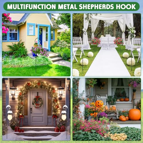 Hicarer 12 Pcs Shepherds Hooks for Outdoor 42 Inch 1/3 Bird Feeder Pole Rust Resistant Steel Shepard Hooks for Wedding Garden Bird Feeders Hanging Lanterns Solar Outdoor Lights - size: 42 Inch