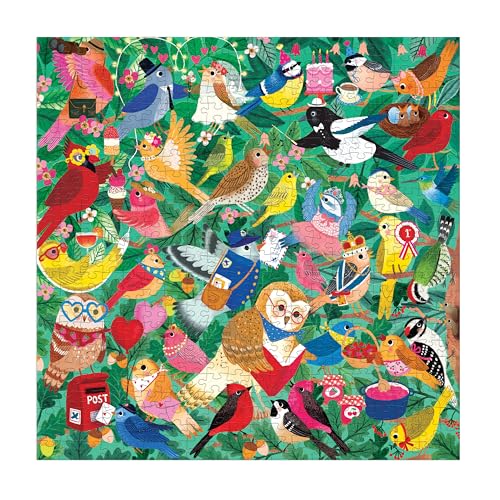 Mudpuppy - Birding Around 500 Piece Jigsaw Puzzle | Illustrated by Rebecca Jones, Colorful, For Adults, Family, and Kids, Recycled Paper, No Dust, Finished Size 20" x 20" - color: Birding Around
