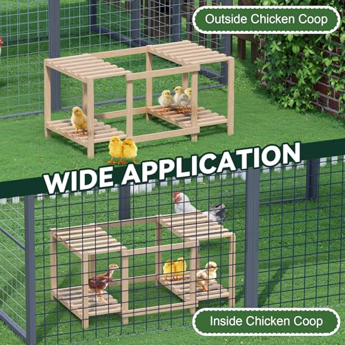 Flehomo Chicken Perch, Wooden Roosting Bars with Ladder for Chicken Coop & Chicken Jungle Gym, Toy for Chicks & Hen Chickens