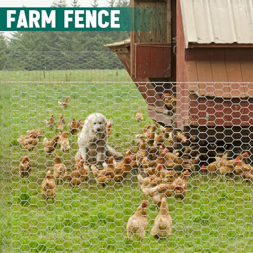 GlikCeil 60 in x 200 ft Chicken Wire Fencing Metal Floral Chicken Wire Mesh for Crafts Poultry Garden, 1 Inch Hexagonal Galvanized Hardware Cloth Netting for Poultry Coop Barrier Rabbit Cage(Silver) - color: Silver, size: 60 in X 200 ft