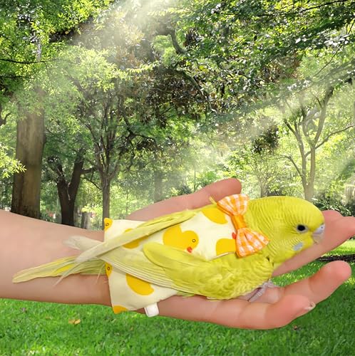 2Pcs Bird Diapers Bird Harness Flight Suits Diapers with 2Pcs 80 Inch Flying Leash Parrot Nappy Pigeon Pants Urine Wet Suit Costume for Cockatiel Conure Macaw Budgies Parakeet-Heart&Duck