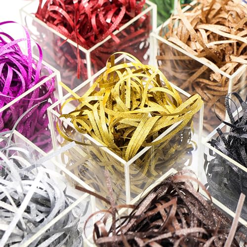 PEVOGON Gold Easter Grass Bulk Glitter Filler Paper Shreds for Easter Basket Gift Packaging Filling Egg Stuffer Party Supplies - color: Gold