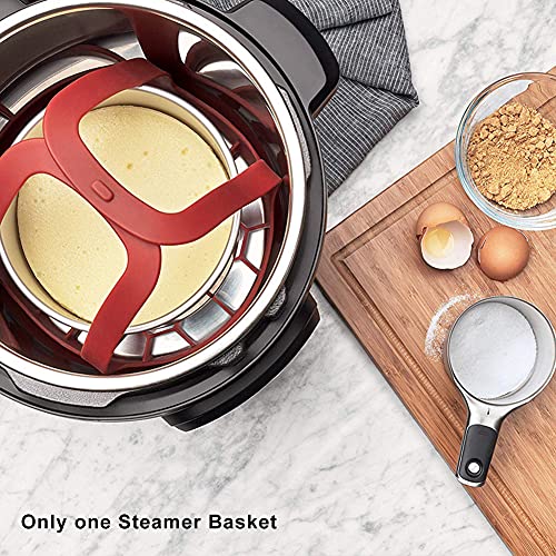 Silicone Sling Lifter, Cooker Sling With Handles Cooling Drying Rack Bakeware Sling Egg Steamer Rack for Cooking, Roasting, Drying(COLOR:Purple/6.5 Inch)
