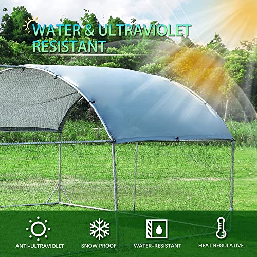 Large Metal Chicken Coop Round Top Upgrade Tri-Supporting Wire Mesh Chicken Run,Chicken Pen with Water-Resident and Anti-UV Cover,Duck Rabbit House Outdoor(19'L x 9'W x 6.5'H) - size: 228.1"L x 108.0"W x 78.0"H
