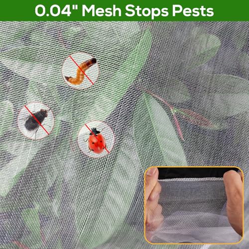 2 Pack 4 x 5 ft Fruit Tree Netting Covers with Zipper and Drawstring | Ultra-Fine Mesh Plant Cover for Fruit Trees, Flowers and Vegetables, Helps Shield Plants from Birds and Insects - size: 5 x 4FT/2Pack