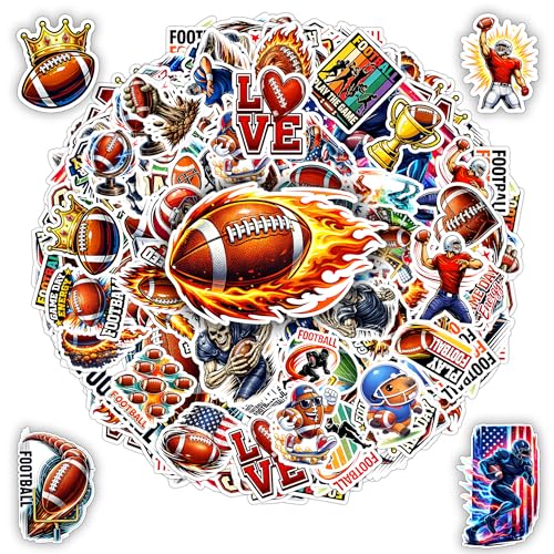 100 PCS Football Stickers Pack, Sport Non Repeating Game Day Decals | Vinyl Waterproof for Helmet Skateboard Car Laptop Water Bottle Adults Teens - color: Football Stickers