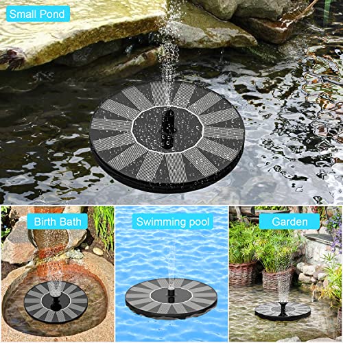 Solar Fountain Pump for Bird Bath, 1.4W Water Fountain with 6 Nozzles Solar Powered Fountain Pump for Bird Bath, Garden, Pond, Pool, Outdoor