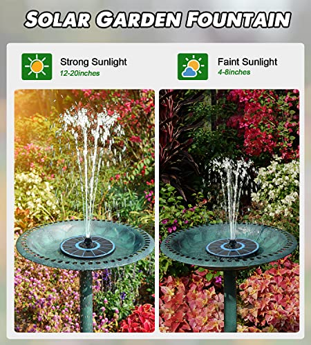 Yzert Solar Fountain Glass, 3.5W 2200mAh, Colorful Lights, Bird Bath | Floating Solar Water Fountain Blue Panel,for Garden, Pond, Pool, Outdoor