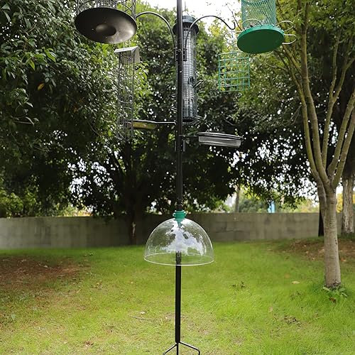 PFNRTH Squirrel Baffle for Shepherp's Hook, Or Squirrel Baffle for Hanging Bird Feeder,12" Clear Dome Protective Cover. | 12" Clear Dome Protective Cover