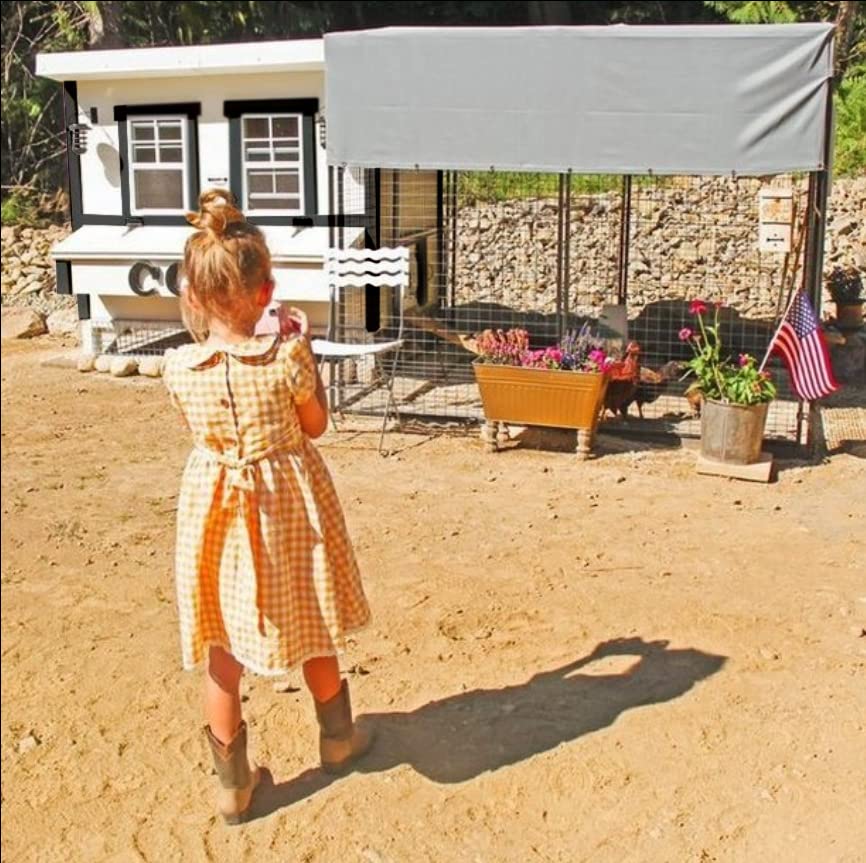 OverEZ Farmhouse Large Chicken Coop for Up to 15 Chickens - Nesting Box - Large Bird, Poultry and Hen House Made from Wood, Made in USA - color: Farmhouse