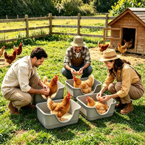 4Pcs Plastic Chicken Nesting Box for Laying Eggs, Floor Large Chicken Laying Boxes for Hens Ducks and Chickens, Hen Nesting Box for Chicken Coop, Backyard, Farm House, Easy to Clean