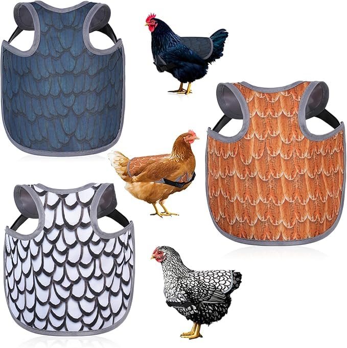 Chicken Saddle for Hens - Chicken Aprons for Hens With Adjustable Straps, Chicken Aprons & Vest Jacket for Hens - style: (Black, White, Yellow) Feather