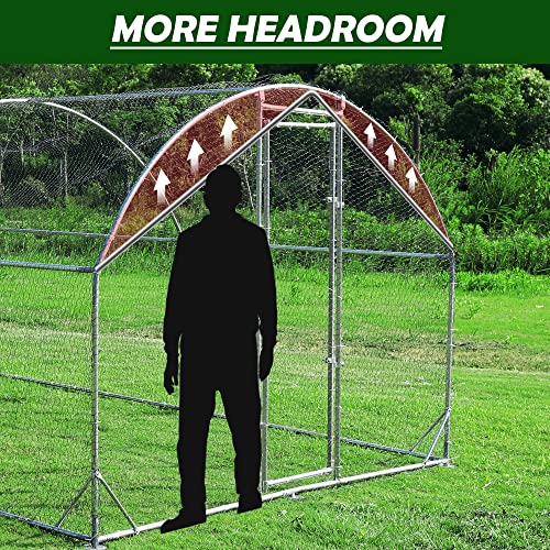 Large Metal Chicken Coop Round Top Upgrade Tri-Supporting Wire Mesh Chicken Run,Chicken Pen with Water-Resident and Anti-UV Cover,Duck Rabbit House Outdoor (25'L x 9'W x 6.5'H) - size: 300.0"L x 108.0"W x 78.0"H