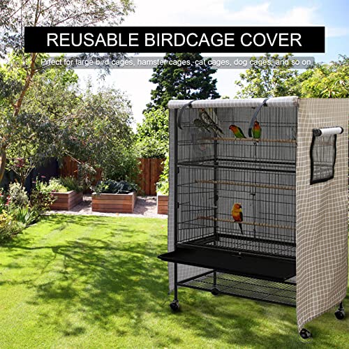 Ymiko Birdcage Cover Universal Windproof Cage Cover with Side Window Light Blocking for Large Bird Cages Hamster Cages Cat Cages Dog Cages (Brown) - color: Brown