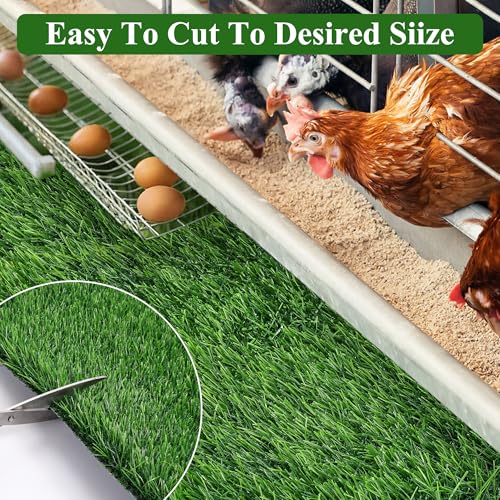DI QIU REN 10 Pack Thickened Chicken Nesting Pads 12×12×1.37inch, Washable Artificial Grass Nesting Box Liners, Chicken Laying Pads Reusable Laying Turf Mats for Chicken Coop Pet Indoor Outdoor