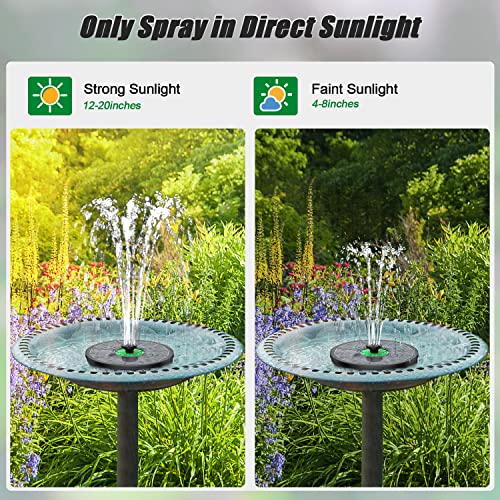 Yzert Solar Fountain Full Glass Panel No Battery, 3.5W Solar Bird Bath Fountains with 4 Fixed Rods & 7 Nozzles, Solar Fountain Pump for Bird Bath, Garden, Pond, Pool, Patio -Black Panel - color: Green Flower Black Panel