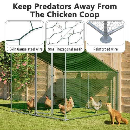 Metal Chicken Coop 7x6.6x6ft Walk-in Poultry Cage for 5-10 Chickens Chicken Run Hen Rabbit Duck House with Waterproof Cover for Outdoor Farm Use - size: 84.0"L x 79.2"W x 72.0"H