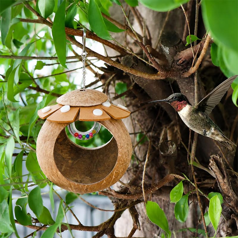 Handcrafted Coconut Bird Nest and Breathable Cage Hide Hut, Multi-Purpose Bird Cage Accessories, Suitable for Parakeets, Budgies, Lovebirds, Parrots, Hamsters and Small Pets