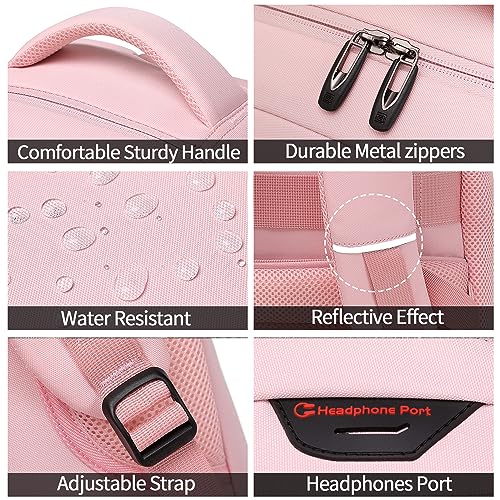 Laptop Backpack,Business Travel Anti Theft Slim College Backpack | Water Resistant Durable Computer Bag Gift for Women & Men Fits 15.6 Inch Laptop and Notebook - Light Pink - color: Light Pink, size: 15.6 Inch, style: Laptop