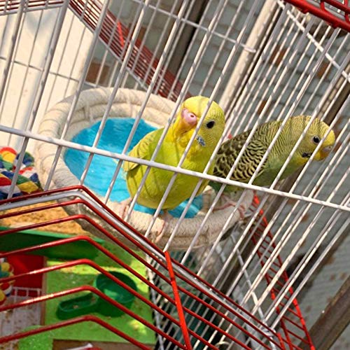 Hamiledyi Handmade Cotton Rope Nest Parakeet Bed Breeding Nest Small Parrot Cage Hatching Nesting for Cockatiel Canary Lovebird Finch and Other Small Birds - color: Off-white
