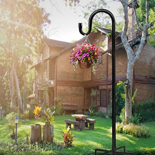 Bird Feeders Pole,Shepherds Hooks for Outdoor 1 Pack 36 Inch Bird Feeders for Outdoors with 5 Prongs Base Hanging Planters for Outdoor - size: 36 Inch