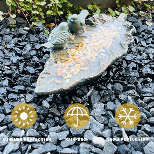 Outdoor Garden Bird Bath Bowl, Resin Leaf Bird Feeder for Patio, Deck, Lawn, Yard, or Ground Decor, Garden Gift for Bird Lovers and Family - color: Feeder Bird Bath