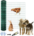 Tongmo 5 ft x 100 ft Green PVC Coated Chicken Welded Wire Fence, 16GA Garden Chicken Wire Fence Roll, Mesh Size 2" x 4" Hardware Cloth, Ideal for Yard Protection and Poultry Netting - color: Green, size: 5ft*100ft