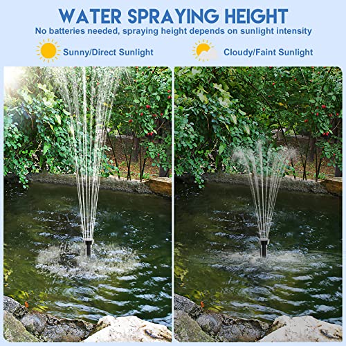 Antfraer 25W Solar Pond Pump, Solar Water Fountain Pump with 320GPH Adjustable Flow, Solar Water Pump with 7 Nozzles, 6.6ft Tubing, Dry Run Protection for Garden, Ponds, Waterfall, Fountain - style: 25W
