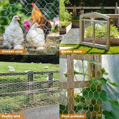Sliver Chicken Wire 18 inch(H) x 100 ft(L), Anti-Rust Hexagonal Galvanized Metal Garden Netting for Floral Arrangements, Powder Coated Chicken Wire Coop for Crafts Plant Protector Pet Rabbits Fencing - color: Sliver, size: 18 Inch(H) x 100 Ft(L)