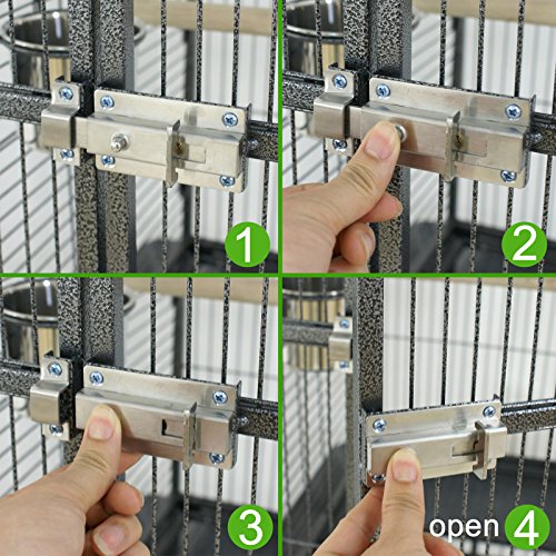 68 inch Iron Bird Cage, Play Top Parrot Cage with Rolling Stand for Parrot Cockatiels Parakeet Cage Macaw Finch Cockatoo Perch Pet House, Black - size: 68 inch