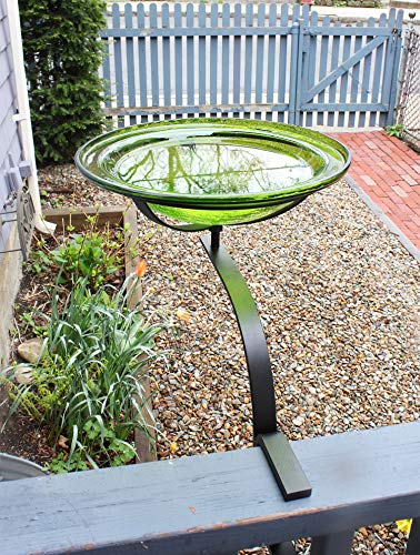 Achla Designs CGB-05FG-RM 12 Inch Fern Green Crackle Rail Mount Bracket Birdbath - color: Fern Green