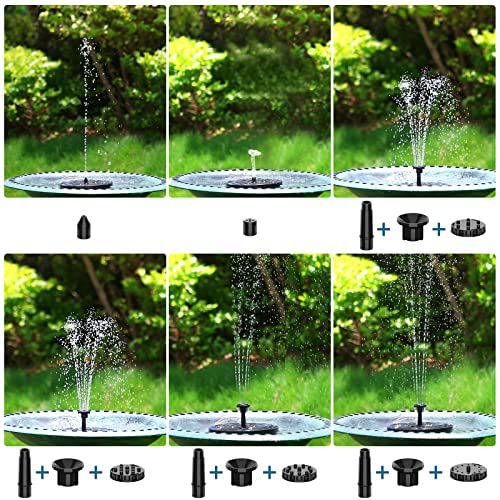 AISITIN 3.5W Solar Bird Bath Fountain Pump with 6 Nozzles & 4 Fixer | Solar Powered Water Fountain Pump for Garden, Ponds, Pool, Fish Tank, Aquarium and Outdoor, Black