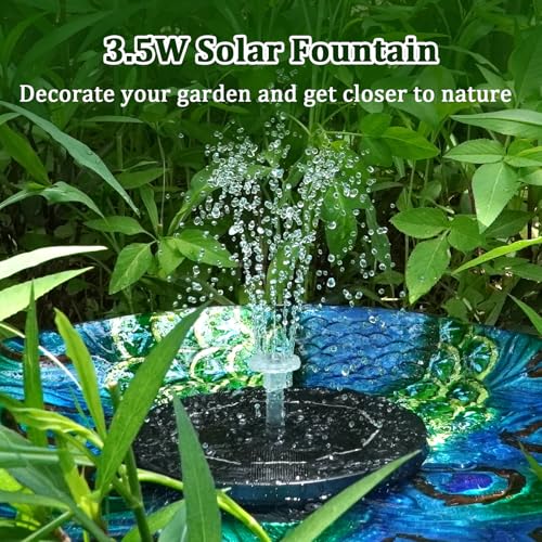 AISITIN 3,5W LED Solar Fountain Pump for Outdoor with 3000mAh Battery | Solar Bird Bath Fountain with Different Spray Effects,with Crystal Ball, Solar Powered Water Pump for Outdoor Garden, Pond - color: Black Led