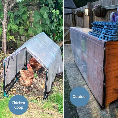 Clear Plastic Tarp 6x8 Heavy Duty Waterproof with Grommets Vinyl Tarpaulin for Outdoor Patio Greenhouse Chicken Coop Cover - size: 6X8FT