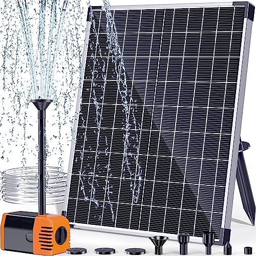 30W Solar Fountain Pump with 430GPH Flow, 7 Water Spray Heads & 16.4ft Cable, Solar Pond Pump with Adjustable Flow Valve & Dry Run Protection for Garden, Birdbath, Water Feature P130C - size: 30W