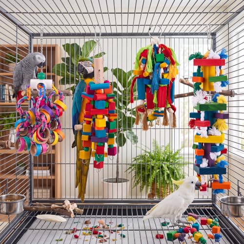 Seenelling 4 Pcs 3 Pcs Extra Large Bird Toys for Parrots,Mixed - style: Mixed