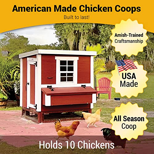 OverEZ Classic Medium Chicken Coop for up to 10 Chickens - Nesting Box - Large Bird, Poultry and Hen House, Made in USA - color: Classic