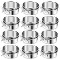 12 Pcs Stainless Steel Bird Food Bowls, 10 oz Bird Water Bowls with Clamp Holders, Parrot Cage Coop Feeders for Cockatiel Conure Budgie Parakeet Macaw (12PC-10oz Stainless Steel Bowl) - color: 12PC-10oz Stainless Steel Bowl