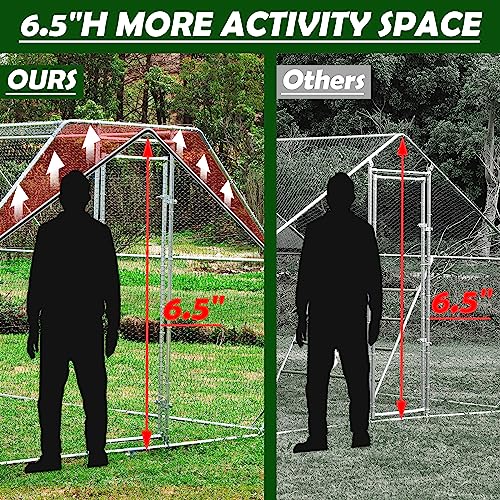 Large Metal Chicken Coop Round Top Upgrade Tri-Supporting Wire Mesh Chicken Run,Chicken Pen with Water-Resident and Anti-UV Cover,Duck Rabbit House Outdoor (19.5'L x 9'W x 6.5'H) - size: 234.0"L x 108.0"W x 78.0"H