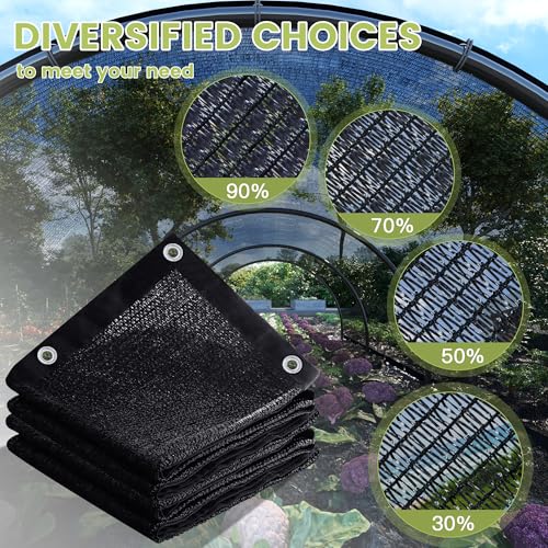 90% Patio Shade Cloth 6×8 FT with Grommets, Outdoor Sun Shade Fabric UV Protection for Backyards, Chicken Coop, Greenhouse, Carport, Garden, Black - size: 90%-0 6 × 0 8 FT