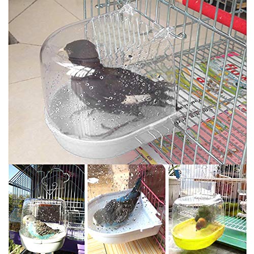 kathson Parrot Bath Box Bird Cage Accessory Supplies Bathing Tub Bath for Parakeet Pet Brids Canary Budgies Parrot (Random Color) - color: Blue
